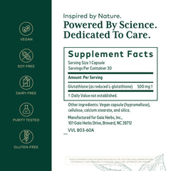 Gaia Herbs PRO Glutathione 500 capsules for convenient daily intake.