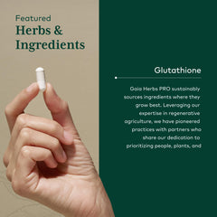 Gaia Herbs PRO Glutathione 500 on regenerative organic farm origin.