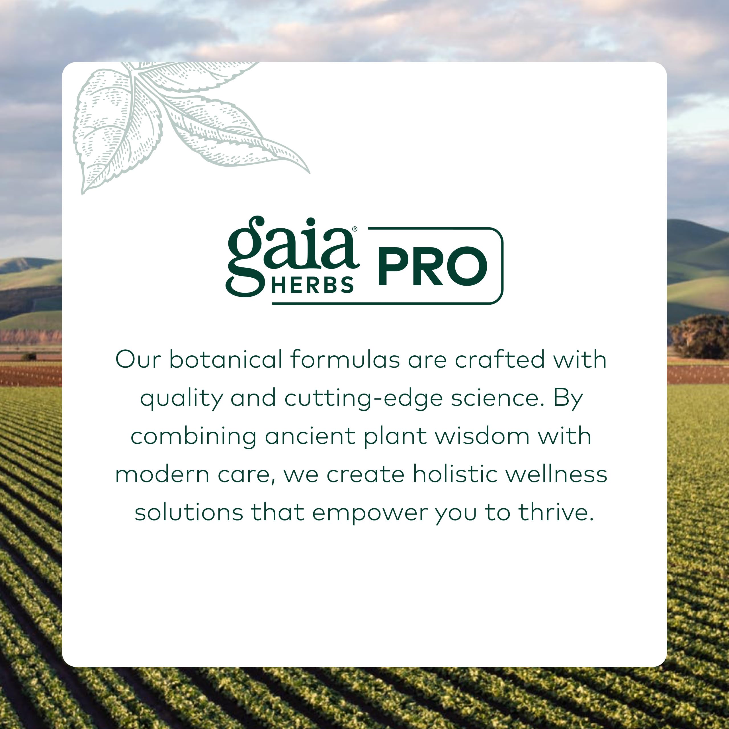 Gaia Herbs PRO Glutathione 500 gluten-free and soy-free allergen-friendly label.