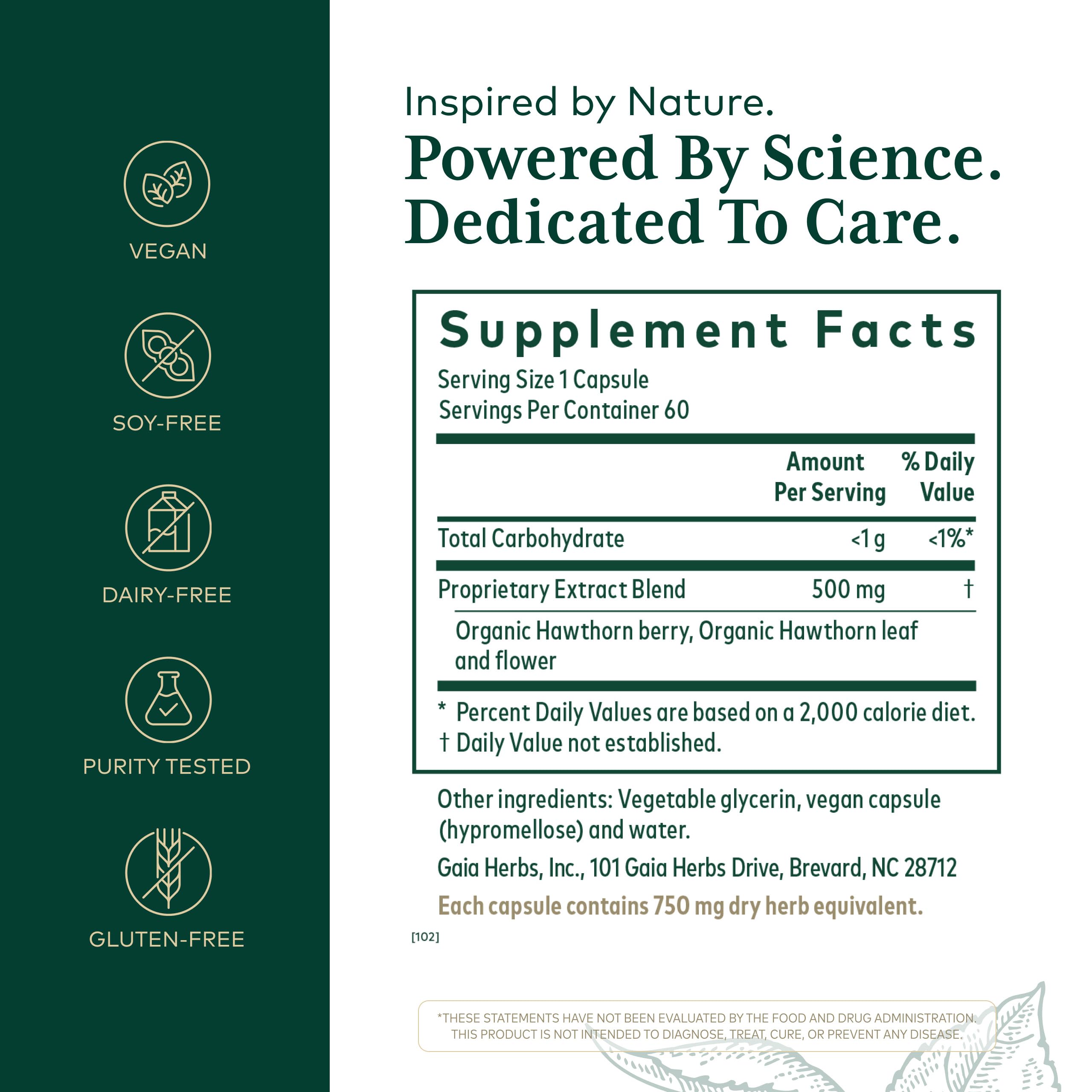 GAIA Herbs Pro Hawthorn capsules closeup shows evenly filled capsules for consistent dosing