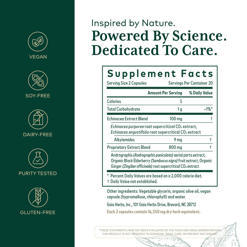 GAIA Herbs Pro Immune Activator capsules close-up for travel-friendly use.