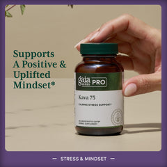 GAIA Herbs PRO Kava 75 label close-up highlighting 75 mg kavalactones