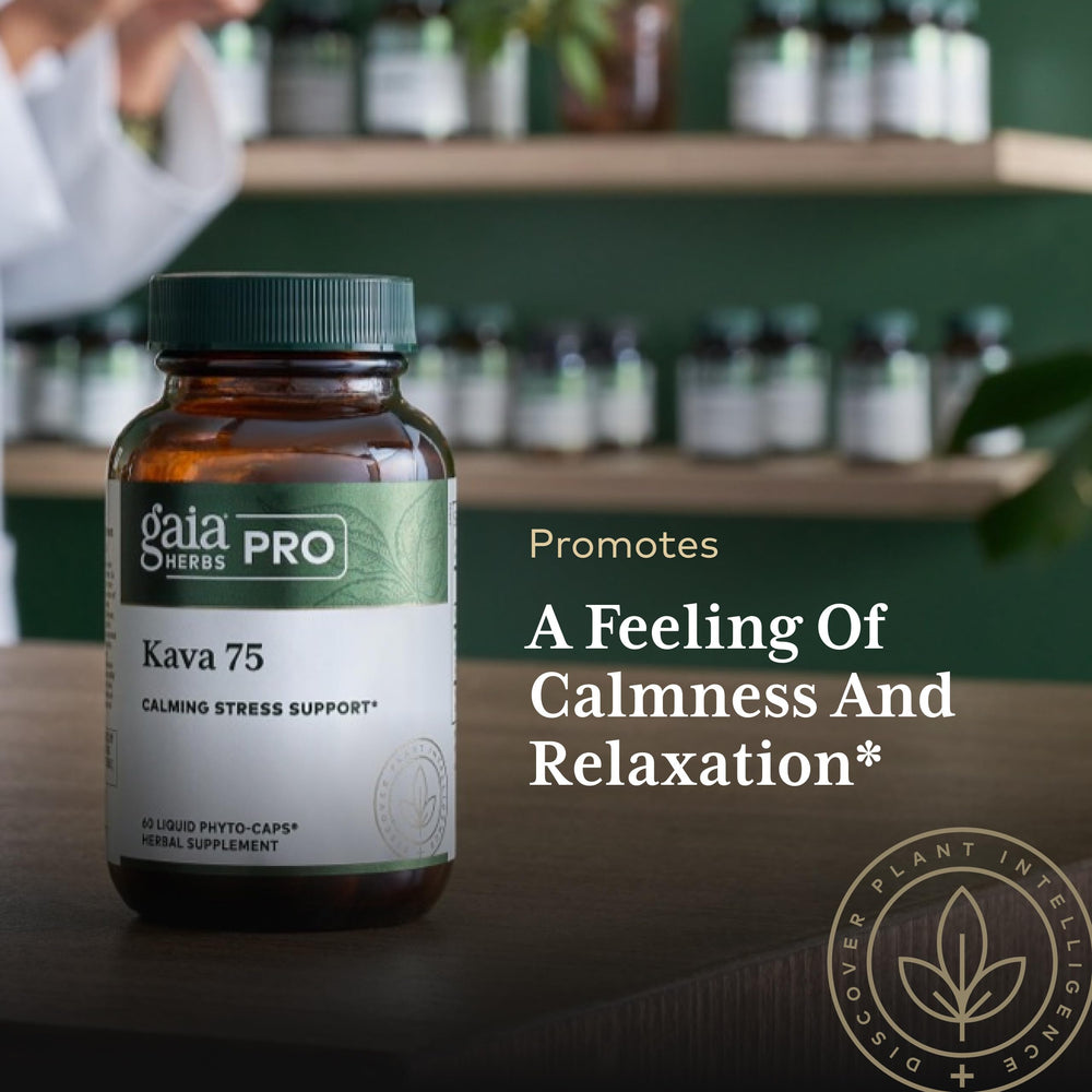 GAIA Herbs PRO Kava 75 packaging back listing use directions