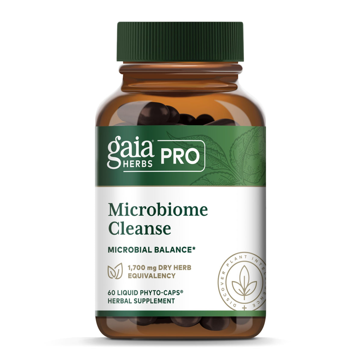 GAIA Herbs Pro Microbiome Cleanse bottle on shelf shows digestive support potential.