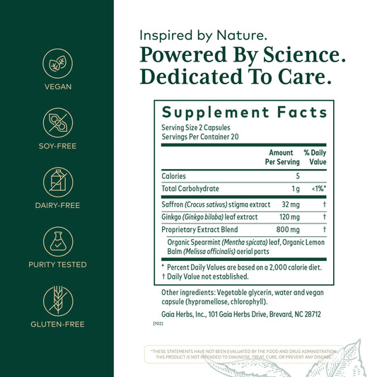 GAIA HERBS PRO capsules close-up for easy daily nootropic use.