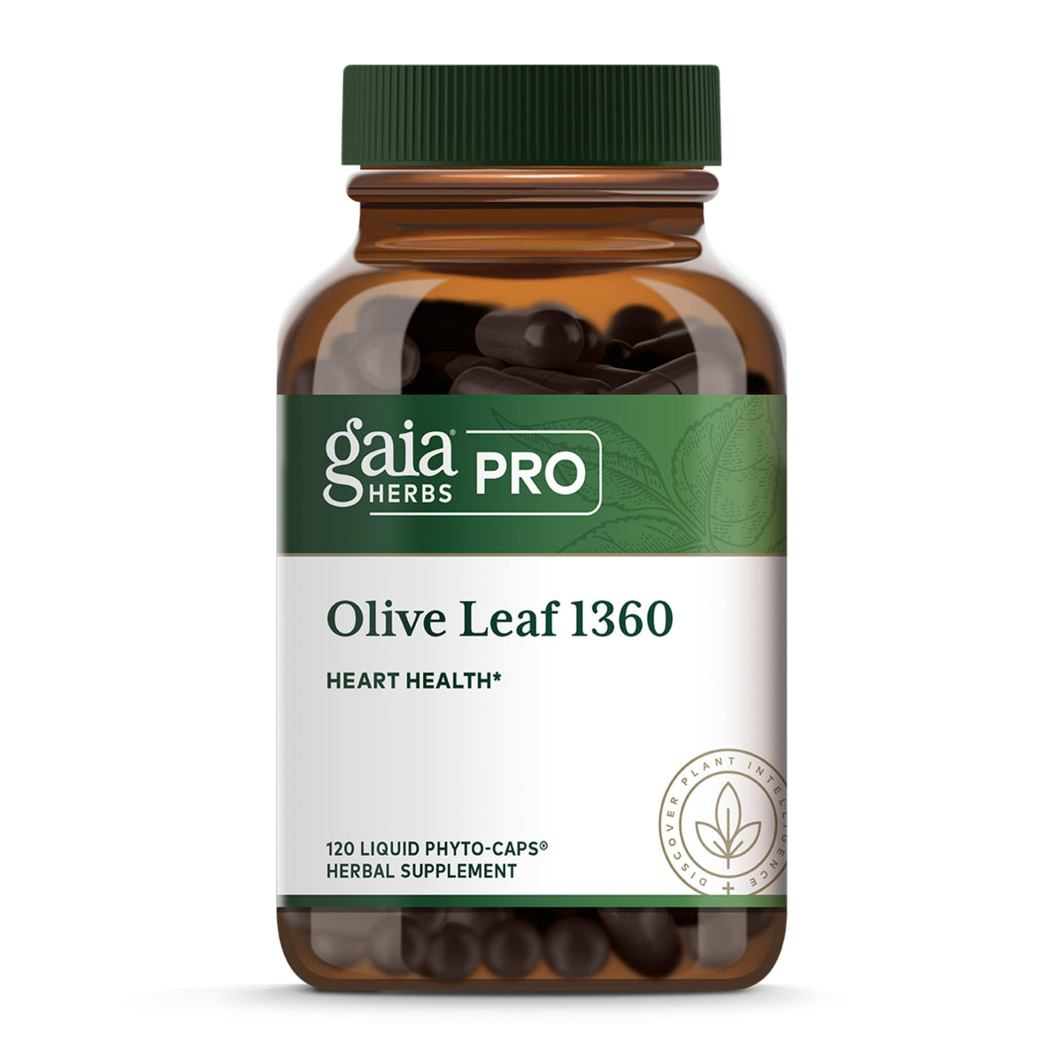 Gaia Herbs PRO Olive Leaf 1360 bottle for daily immune support.