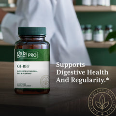 Gaia Herbs PRO peppermint oil close-up suggests fresh, soothing tummy relief.