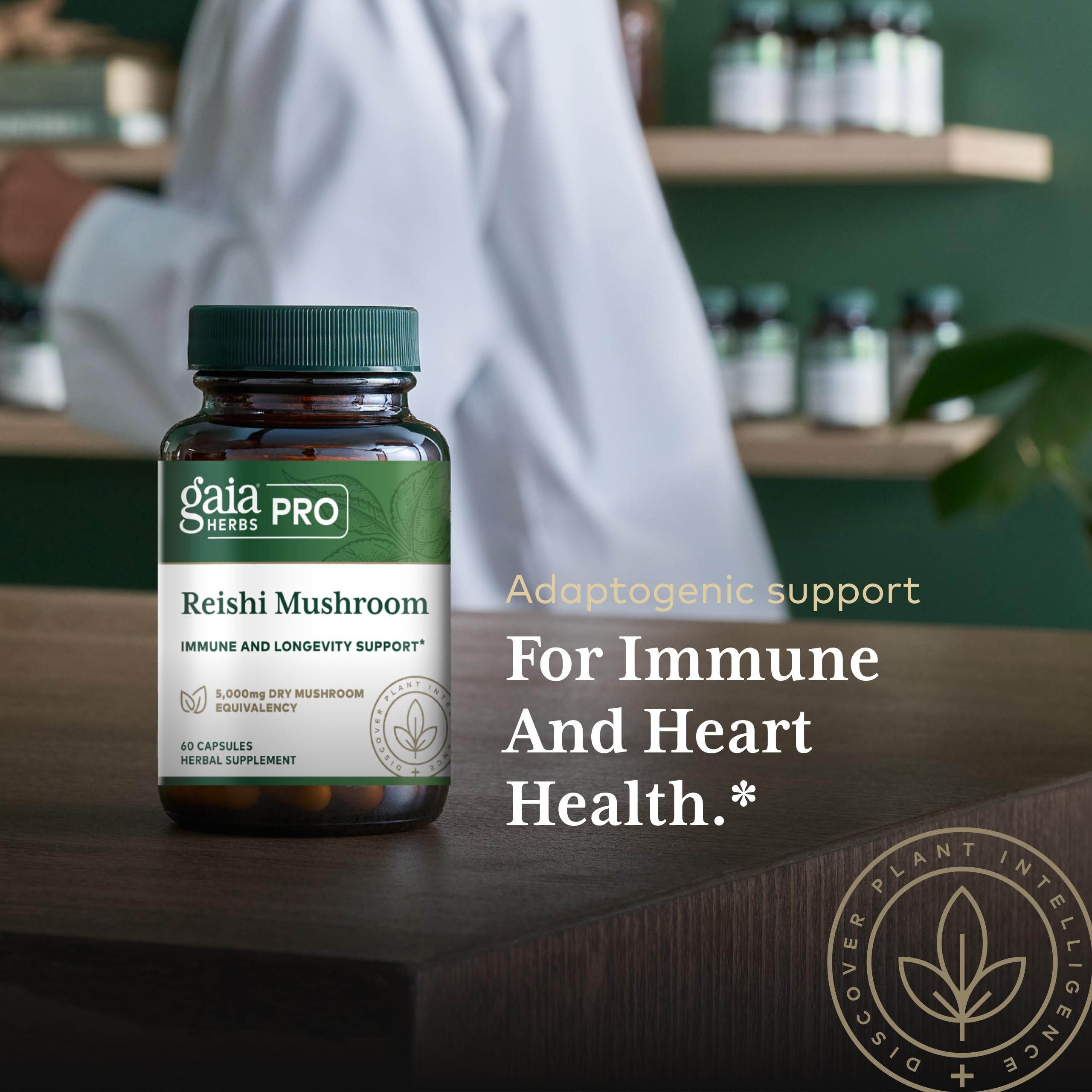 Gaia Herbs PRO regenerative organic farm backdrop reinforces quality sourcing.
