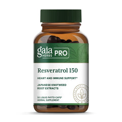 GAIA Herbs Pro Resveratrol 150 bottle front showing vegan formula for daily wellness