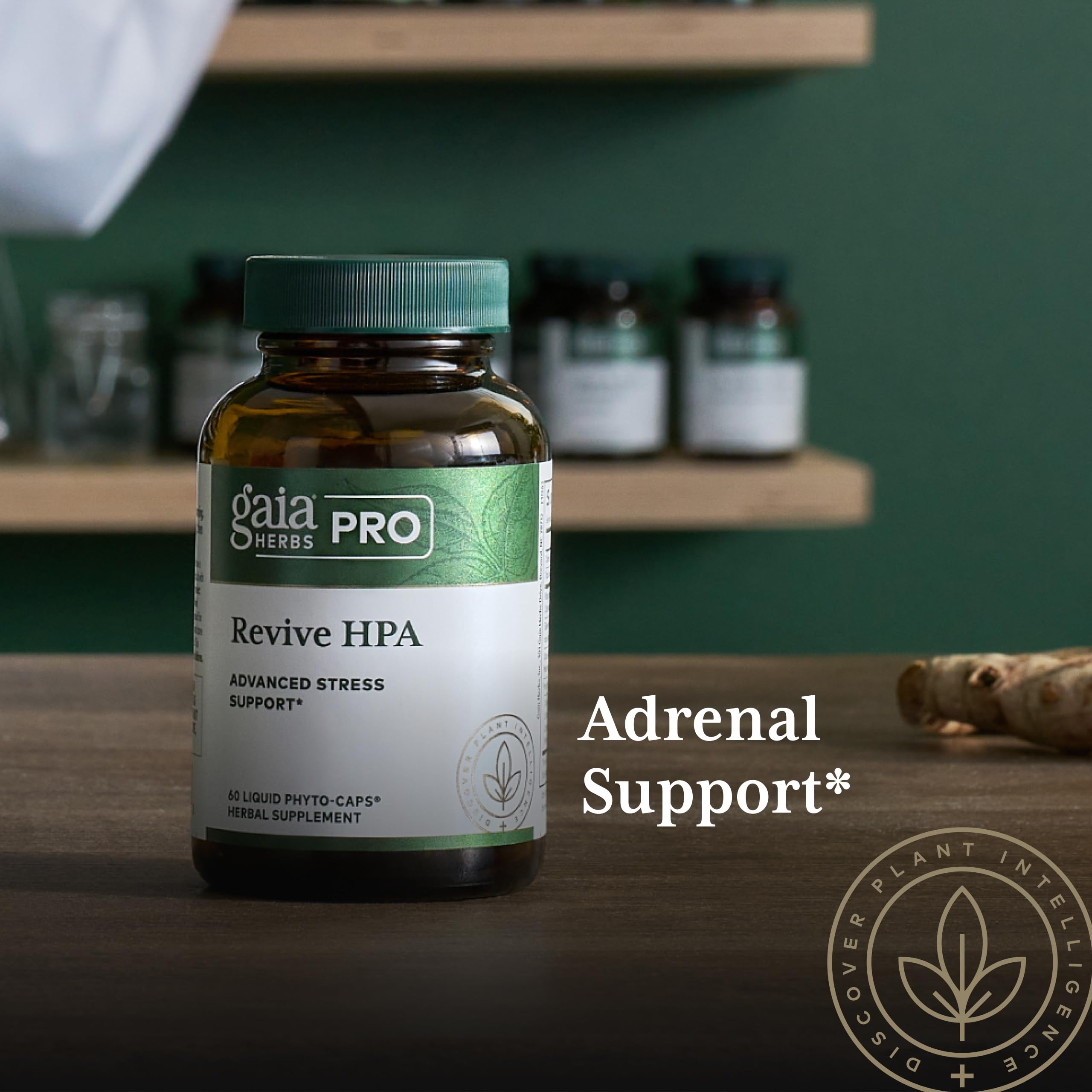 Gaia Herbs Pro Revive HPA Asian ginseng highlight in capsule.
