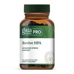 Gaia Herbs Pro Revive HPA bottle for energy support with adrenal herbs.