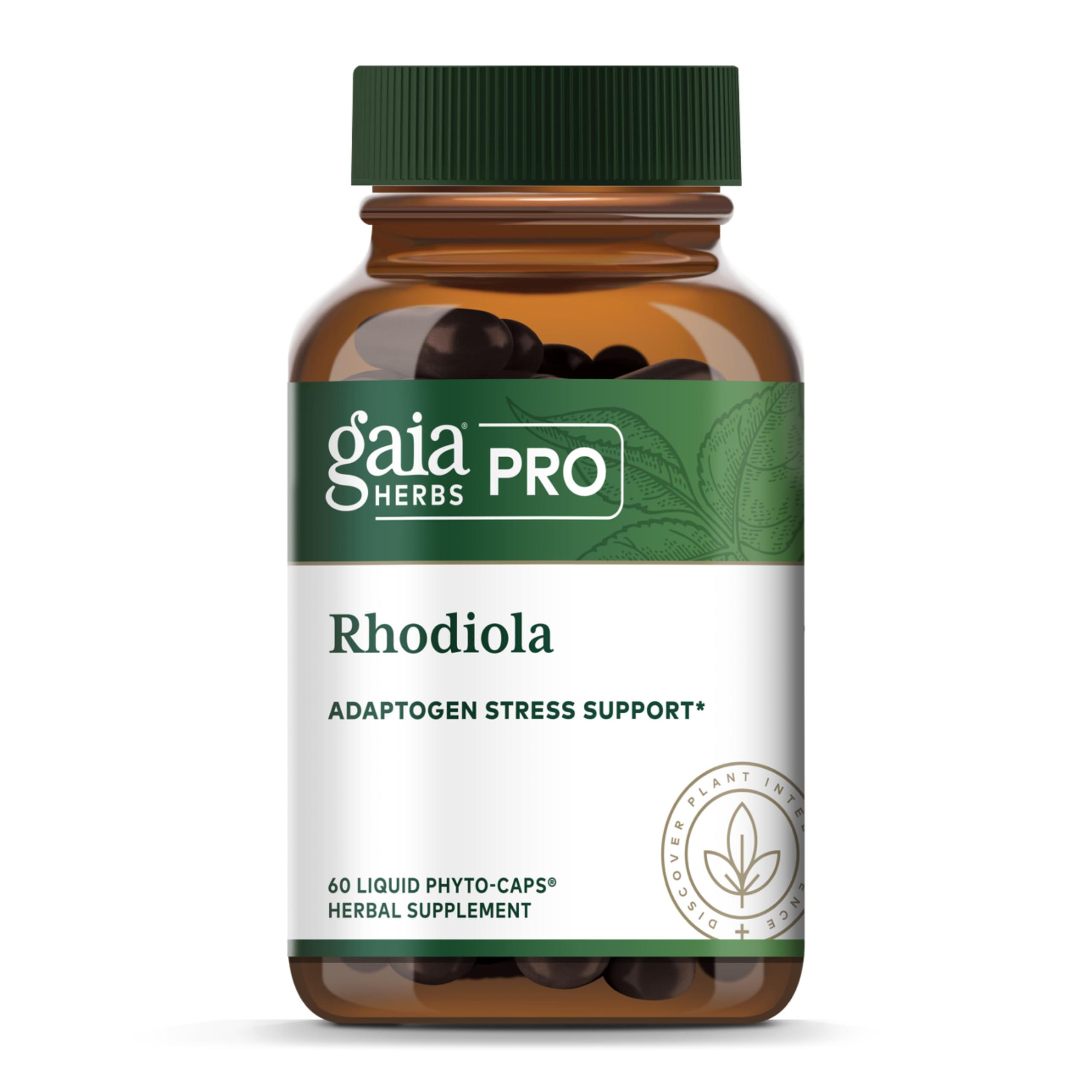 Gaia Herbs PRO Rhodiola phyto-caps packaging highlighting energy support