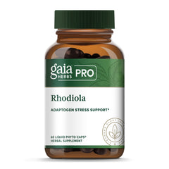 Gaia Herbs PRO Rhodiola phyto-caps packaging highlighting energy support