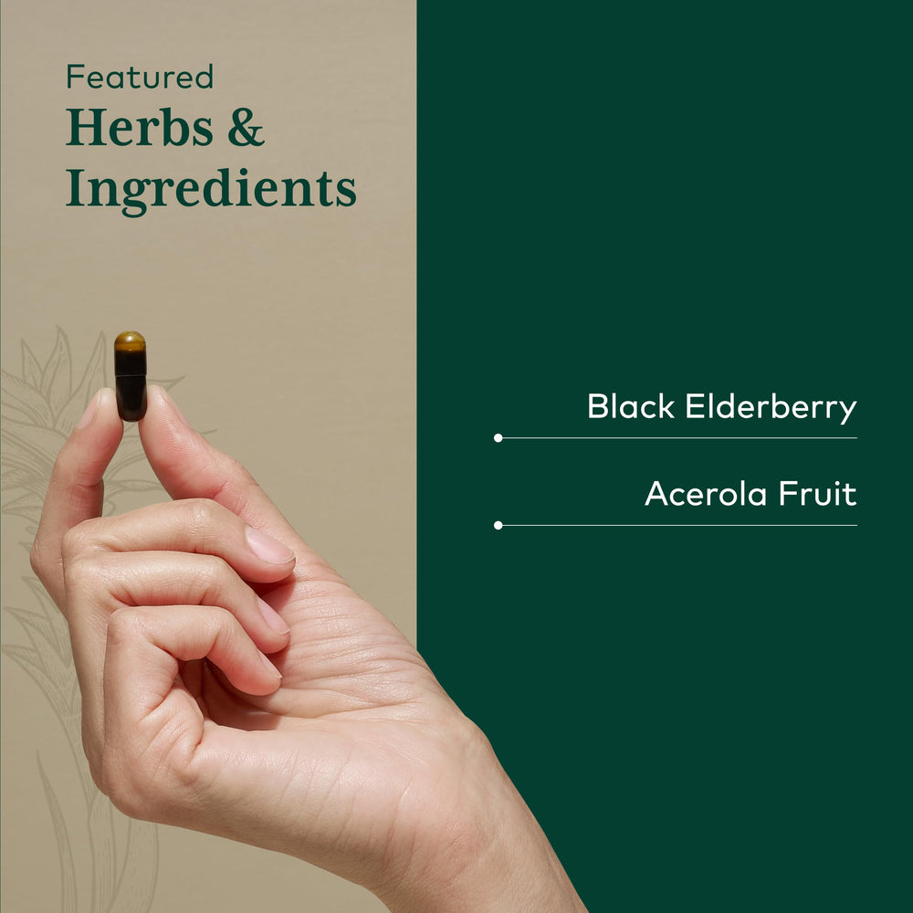 Serving size information on Gaia Herbs PRO Black Elderberry PRO bottle.