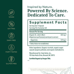 Gaia Herbs PRO St. John's Wort label highlights potency and ingredient details