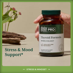 Gaia Herbs PRO Thyroid Formula capsules closeup highlights vegan gluten-free design