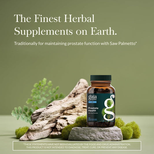 Gaia Herbs Prostate Health bottle pour for easy daily dosing.