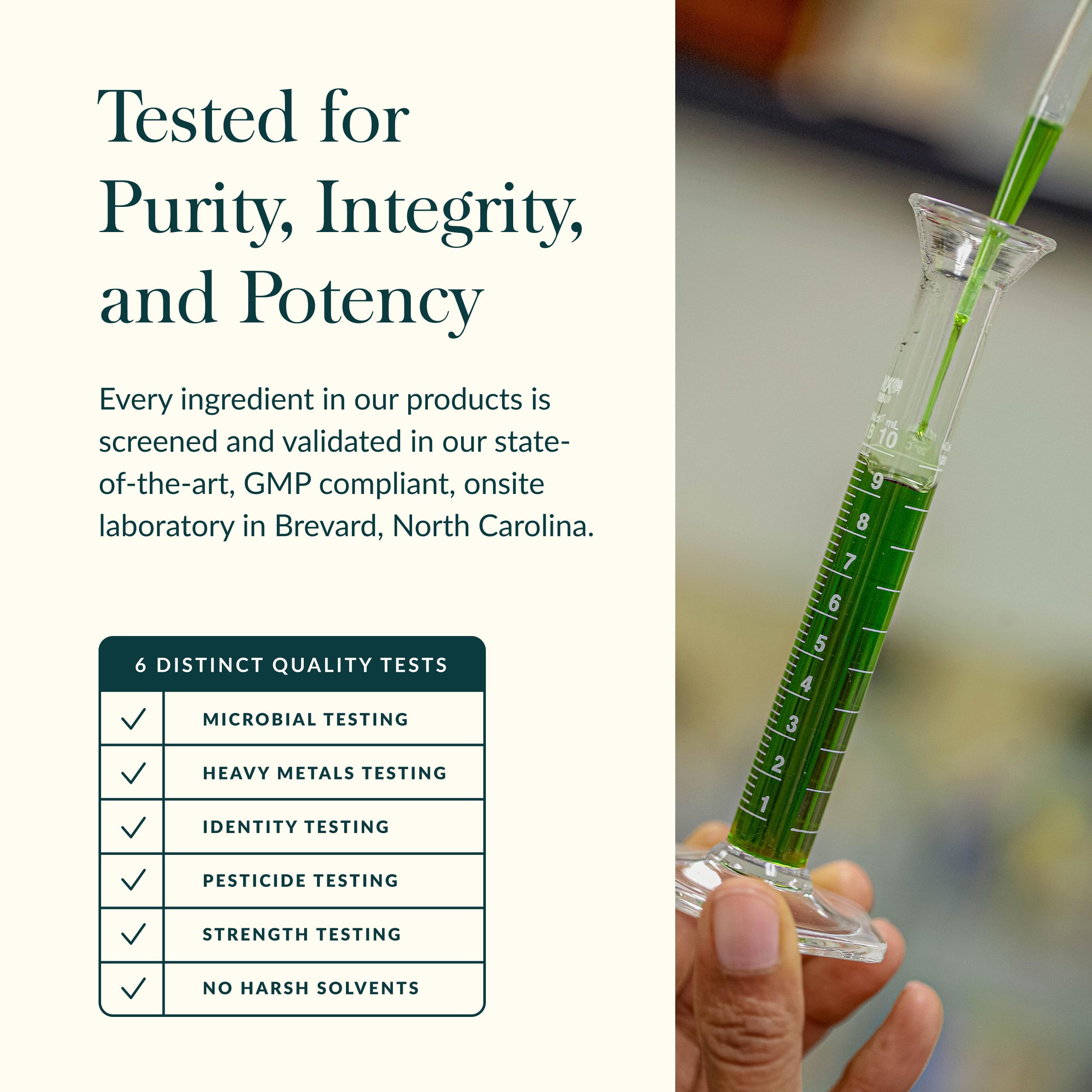 Gaia Herbs bottle seal highlighting purity testing and verification.