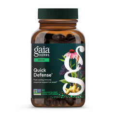 Gaia Herbs Quick Defense bottle front for easy daily immune support.