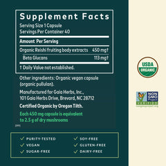 Gaia Herbs Reishi capsules close-up highlighting vegan daily wellness support