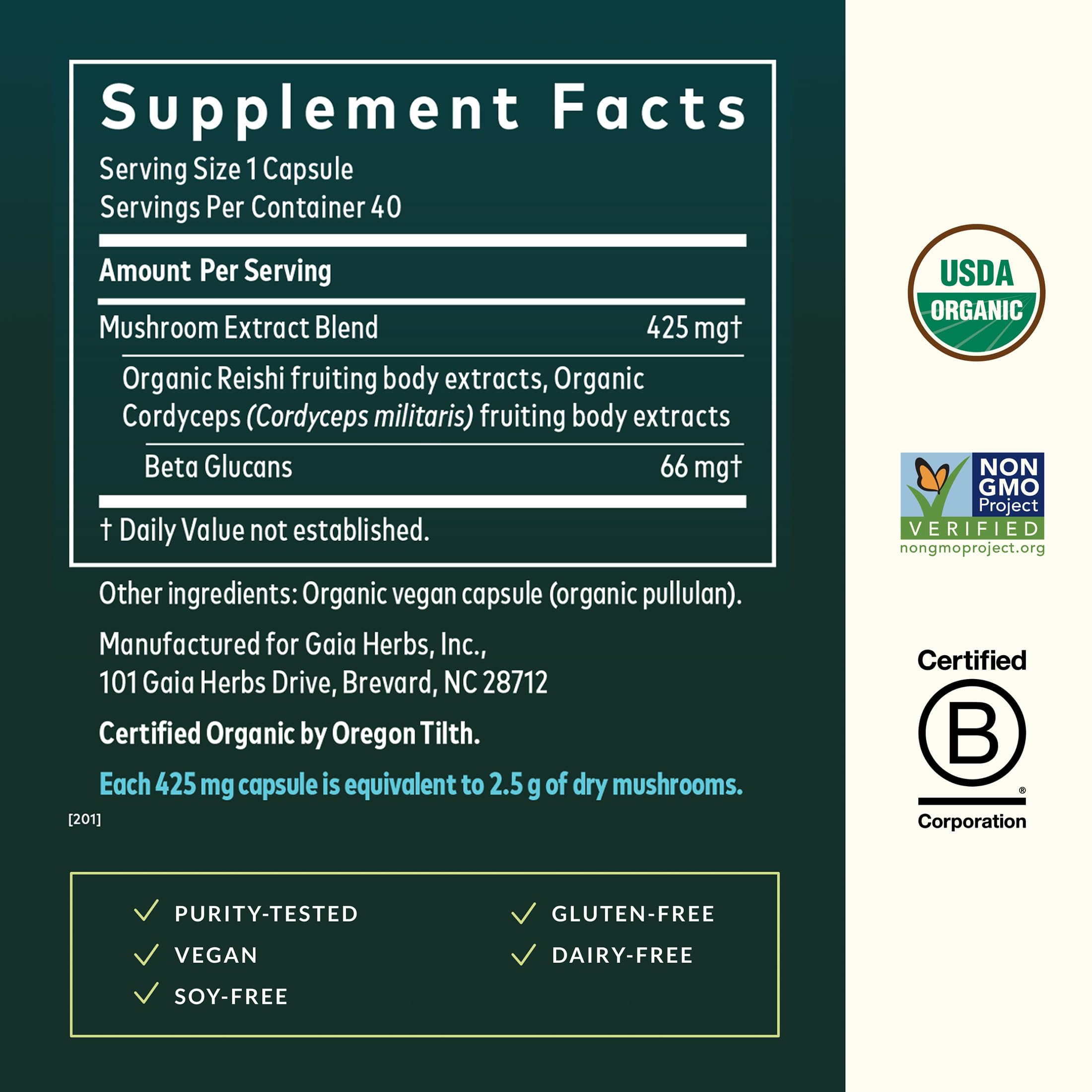 Gaia Herbs capsules display clean vegan capsules for daily immune-friendly support.