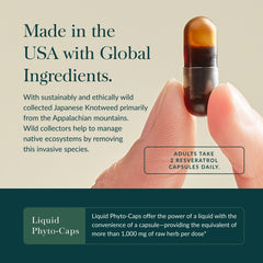Gaia Herbs Resveratrol capsules close-up with plant-based antioxidant blend.