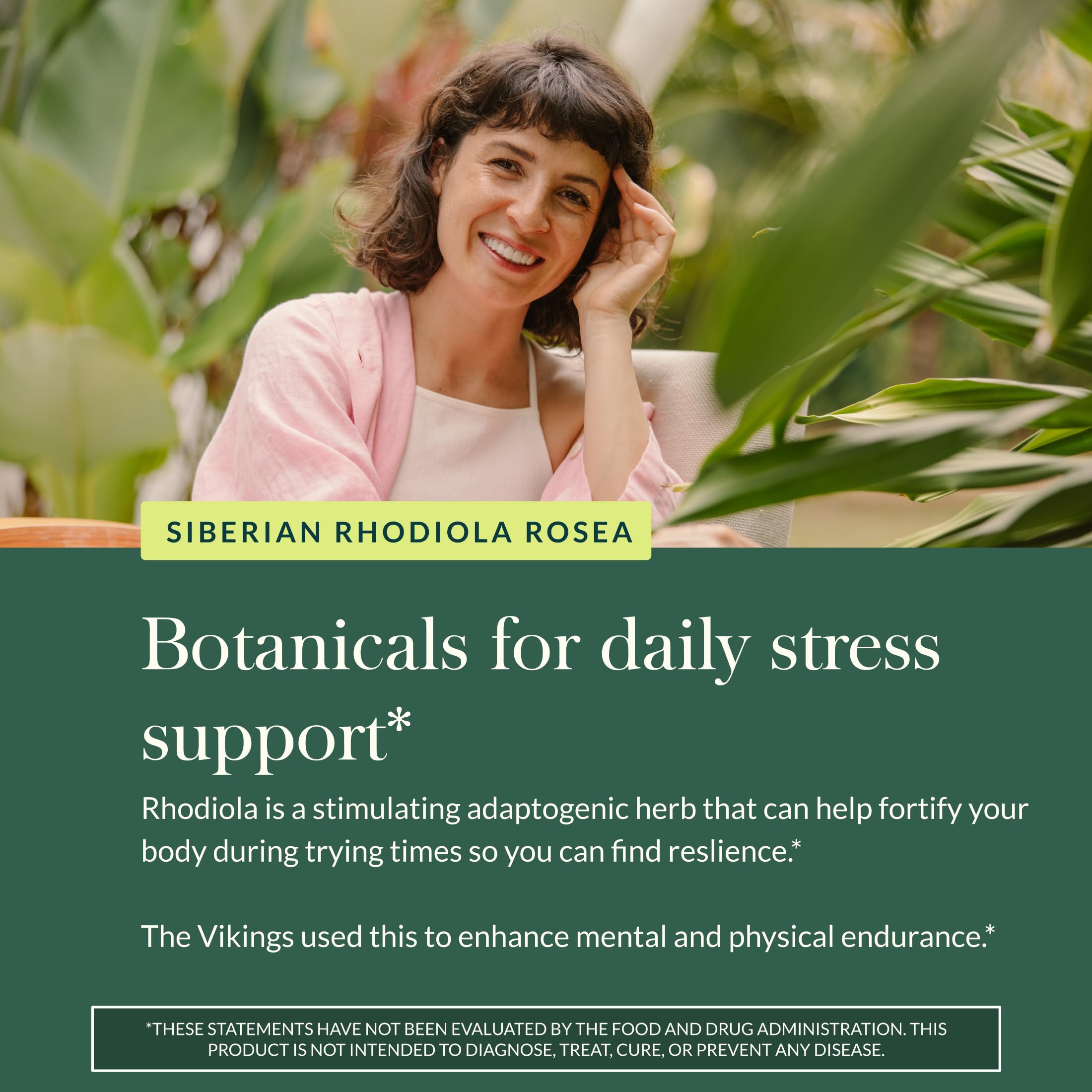 Gaia Herbs Rhodiola Rosea daily usage scene suggesting an easy routine