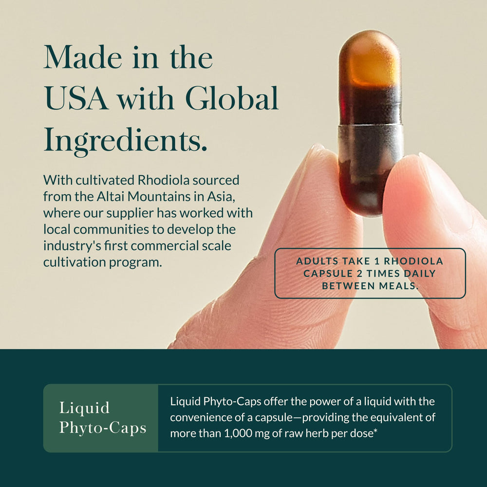 Gaia Herbs Rhodiola Rosea sustainability logo signaling responsible sourcing
