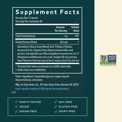 Saw palmetto berries with Gaia Herbs branding highlighting natural vitality.