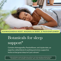 Gaia Herbs SleepThru ingredients include ashwagandha, magnolia, passionflower, and jujube dates.