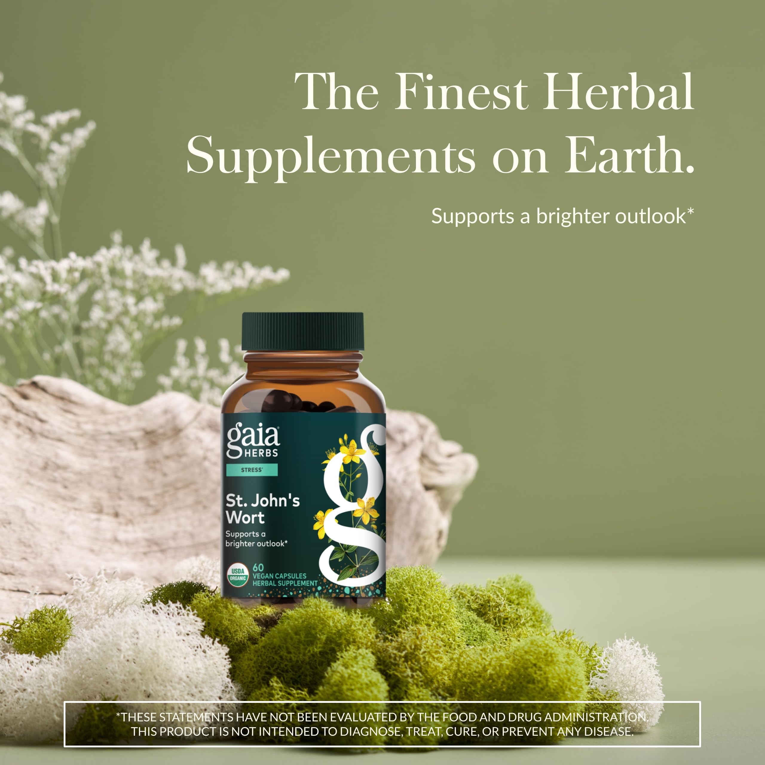Gaia Herbs St. John's Wort capsules ready for daily calm mood support