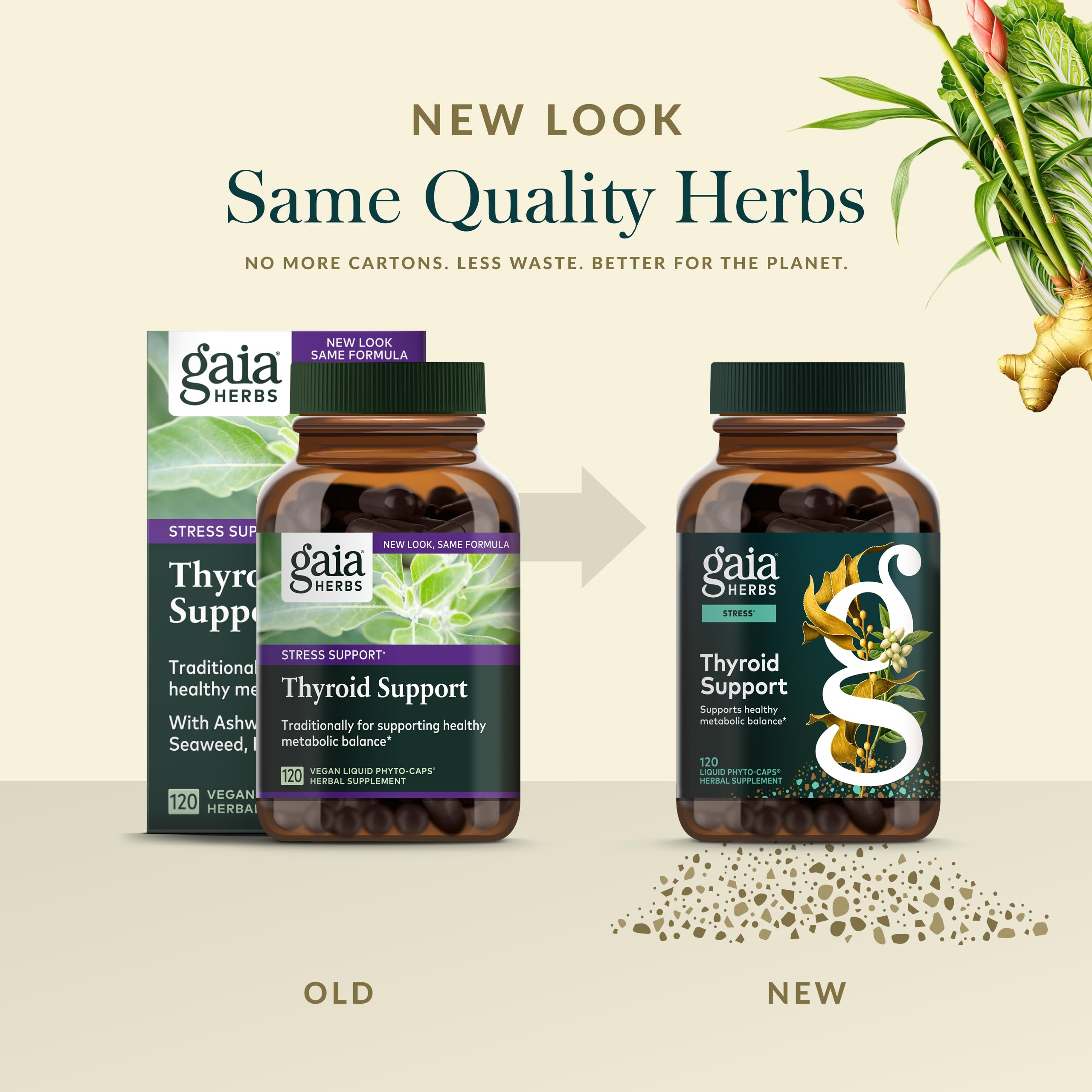 Gaia Herbs Thyroid Support ashwagandha root provides adaptogenic balance.