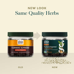 Gaia Herbs Turmeric Supreme Extra Strength gluten-free packaging signals clean label