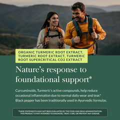 Gaia Herbs Turmeric Supreme Extra Strength ingredients image illustrating three turmeric root extracts