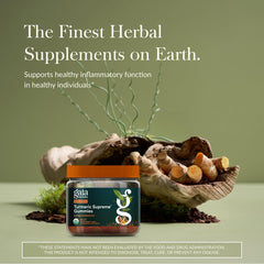 Gaia Herbs Turmeric Supreme Gummies label close-up showing vegan and Non-GMO ingredients