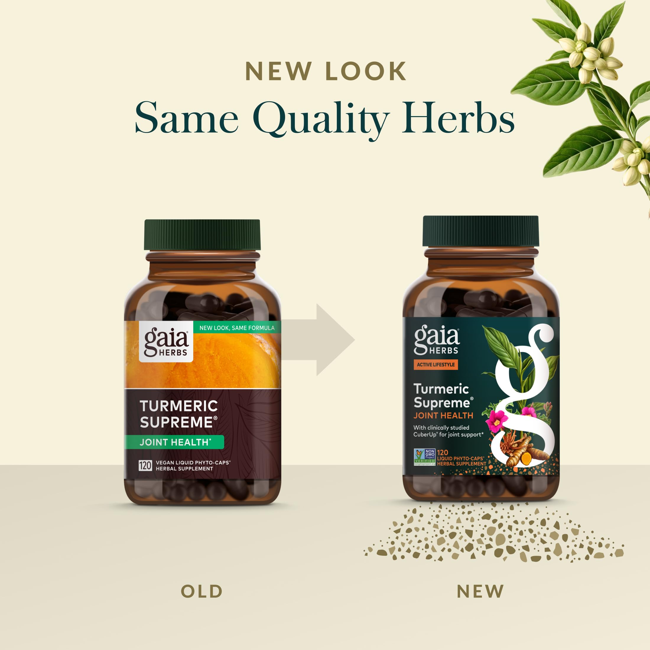 Black pepper in Gaia Herbs Turmeric Supreme Joint Health aids curcumin absorption.