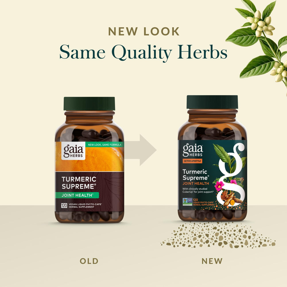 Black pepper in Gaia Herbs Turmeric Supreme Joint Health aids curcumin absorption.