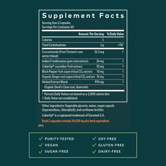 Gaia Herbs Turmeric Supreme Joint Health label detail highlights gluten-free, dairy-free ingredients.