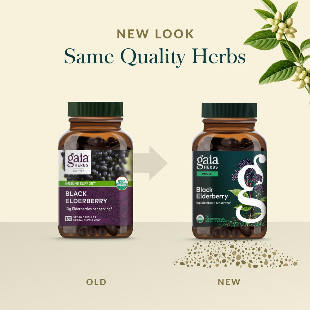 Vegan capsules on a clean surface from Gaia Herbs