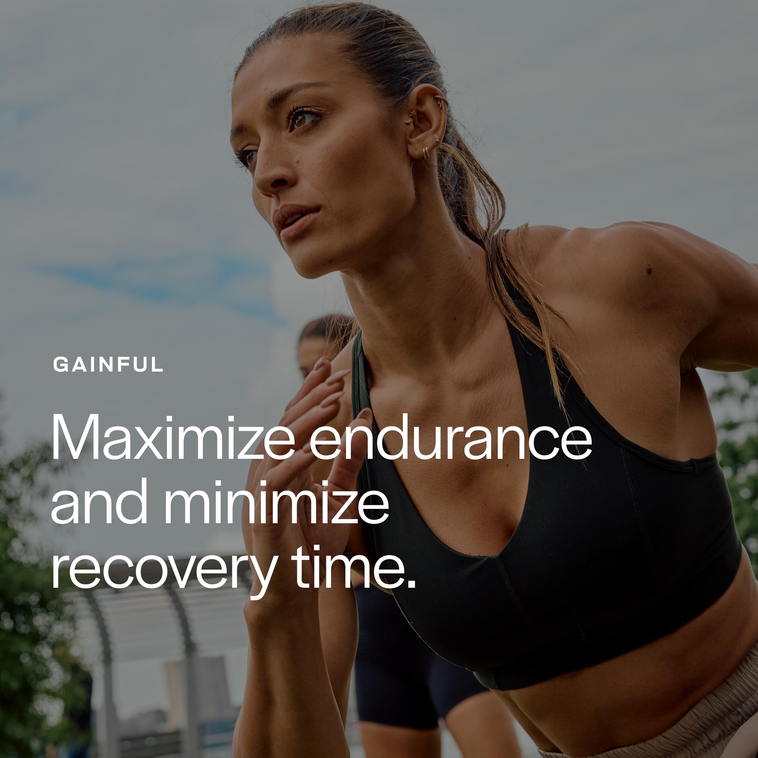 Gainful creatine monohydrate visual highlights strength and ATP support potential during workouts.