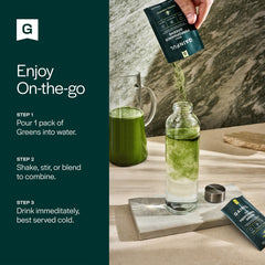 Gainful cup with coconut-pineapple greens shake evokes fresh, everyday hydration habit.