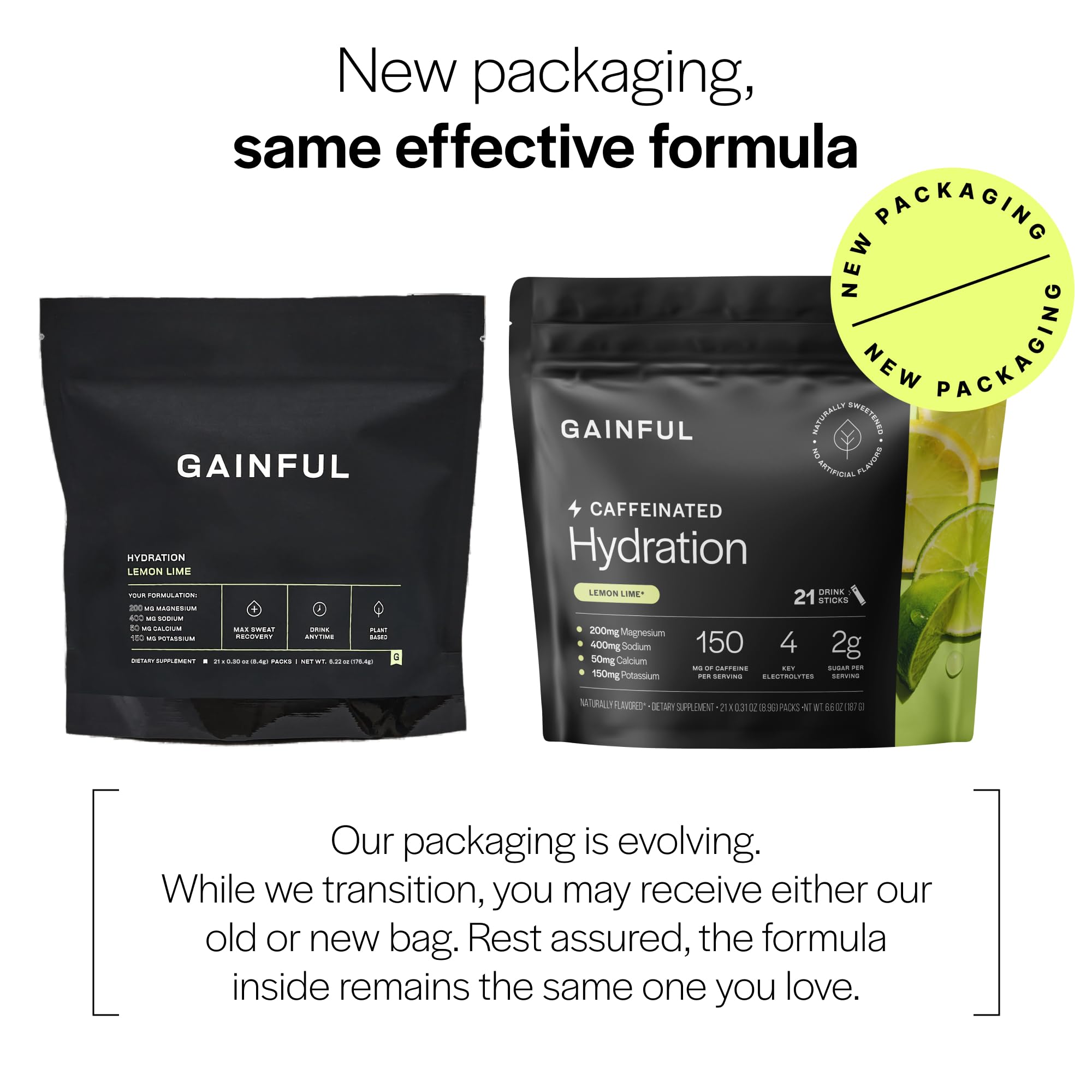 Gainful hydration mix with caffeine and L-Theanine for smooth alertness.