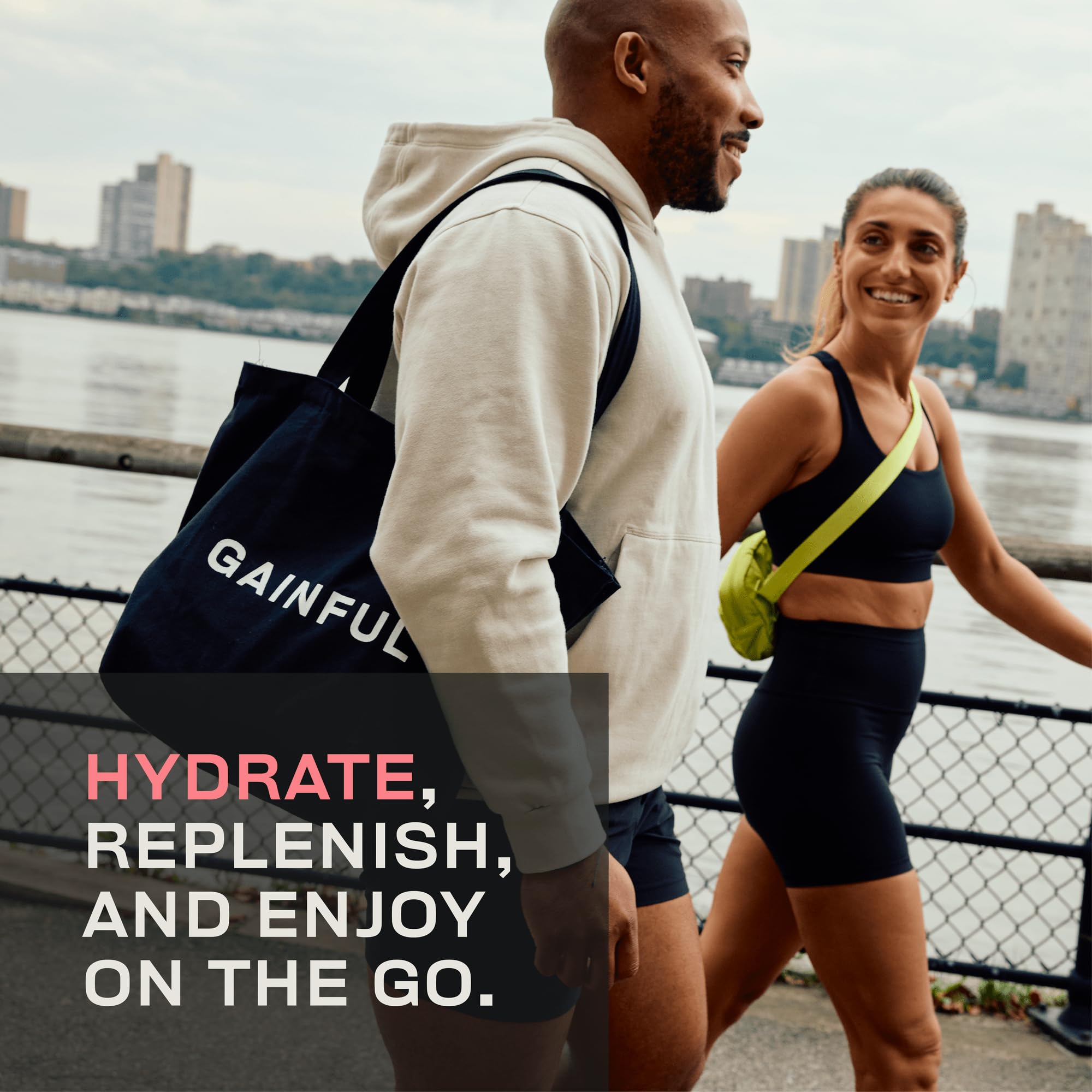 Gainful hydration packets ready to mix with low sugar profile.