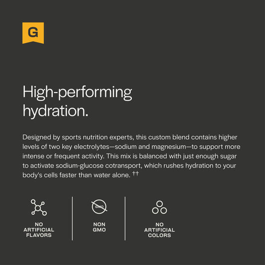 Gainful Hydration packets beside a glass of water showing quick mixing.