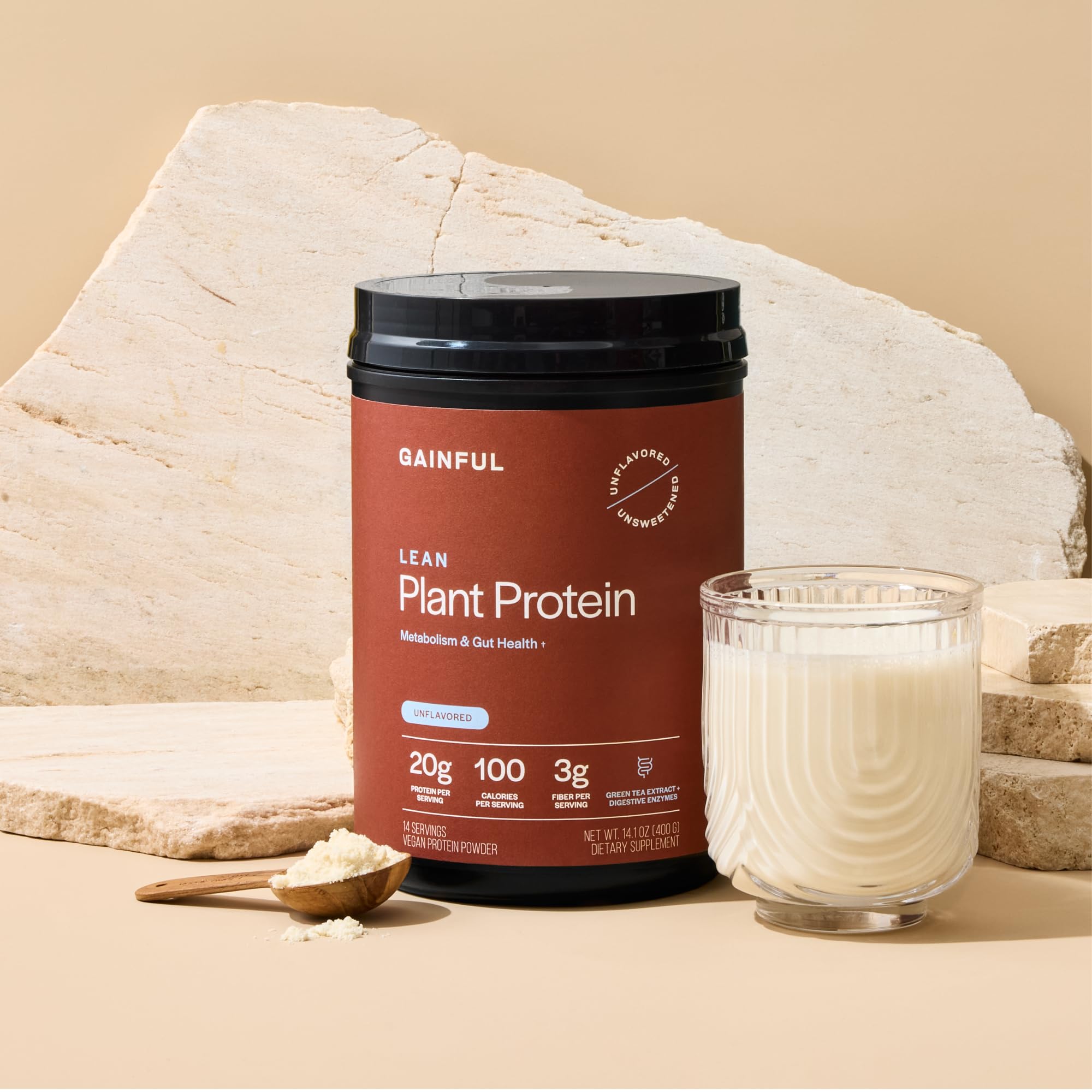 Gainful Lean Plant Protein Powder ingredients panel close-up for clean nutrition