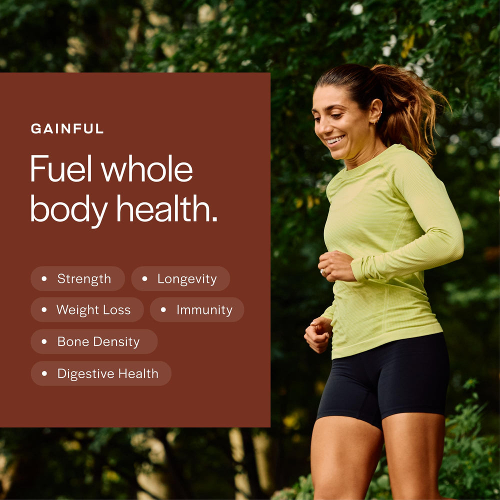 Gainful Lean Plant Protein Powder vegan symbol on packaging for plant-based protein