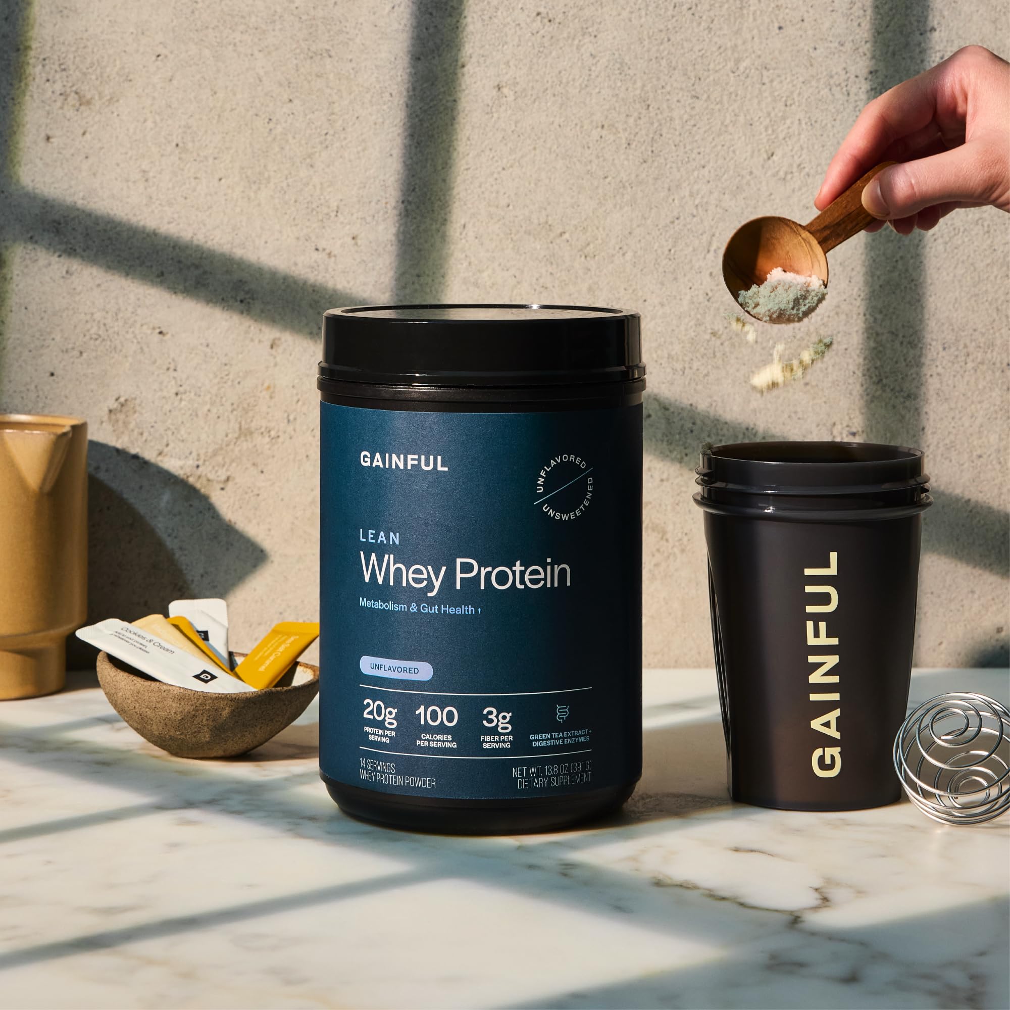Gainful Lean Whey Protein contains organic fiber for satiety