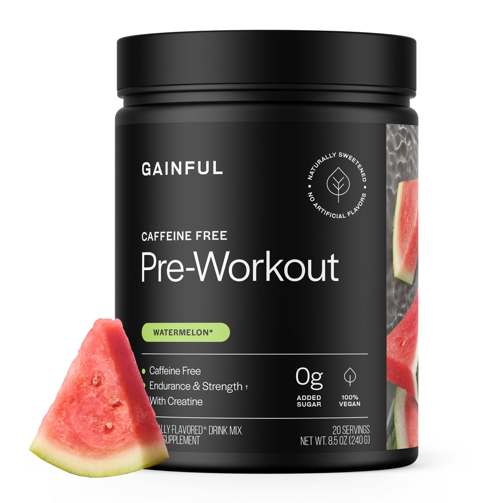 Gainful caffeine-free watermelon preworkout tub for focused training