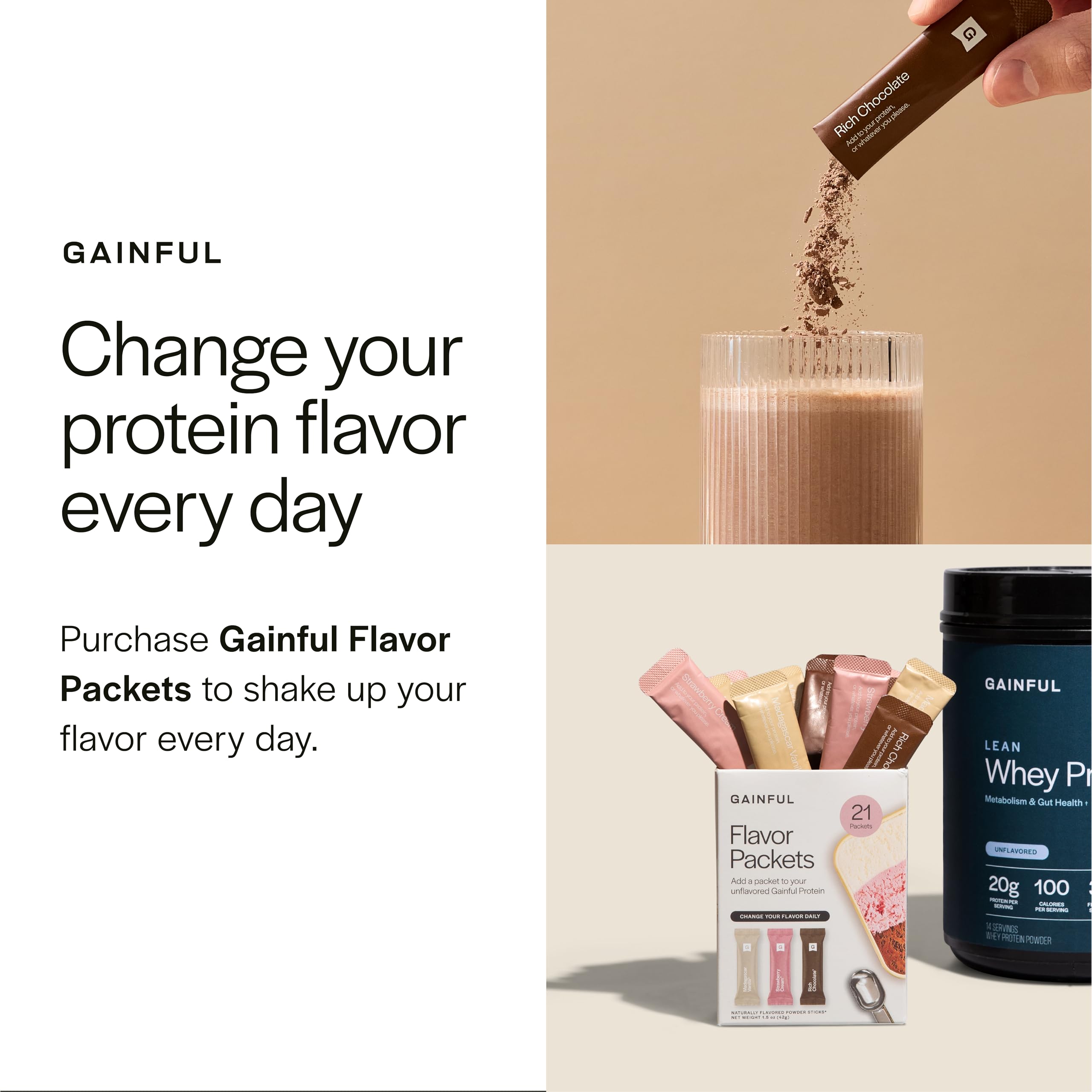 Gainful Whey Protein Isolate with milk yields a clean 100-calorie shake.
