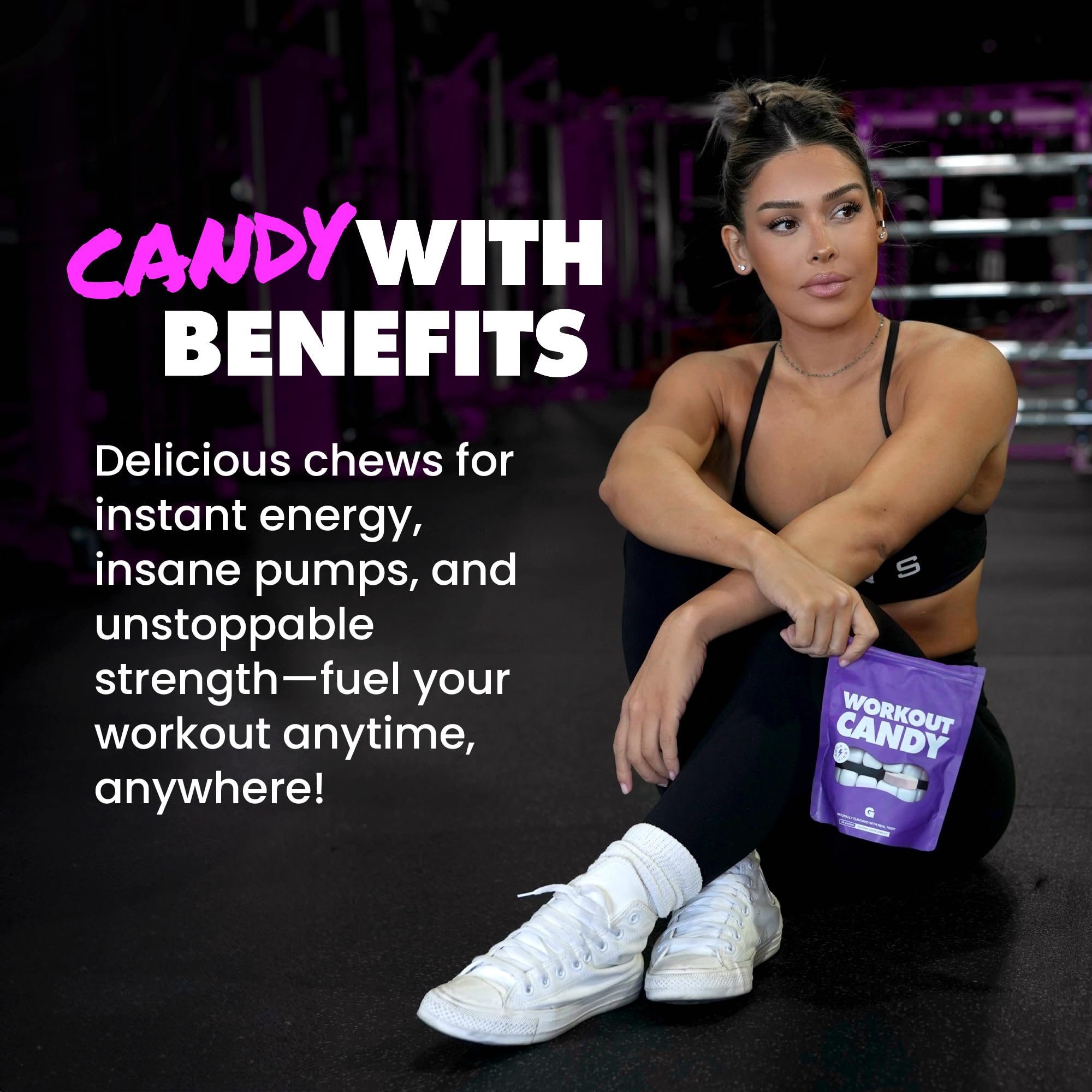 Gains in Bulk Creatine Nitrate Chews close-up highlighting strength potential